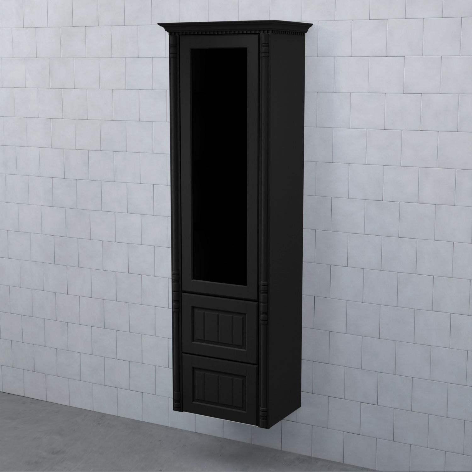 Högskåp Björbo Badrum Valhall Vitrinlucka med Två Lådor